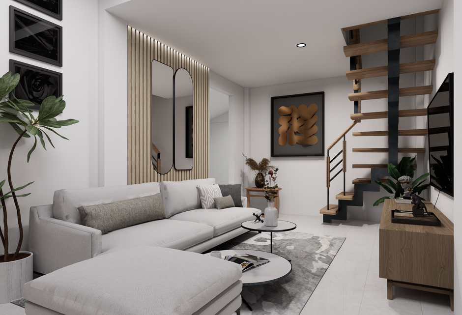 Dnevni boravak s ukrasnom tapetom